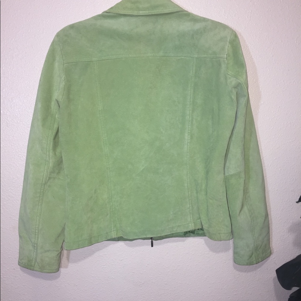Leather suede zip up coat - Picture 3 of 4